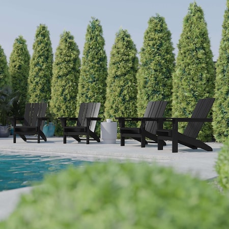 Flash Furniture Black Adirondack Patio Chairs with Cupholder, 4PK 4-LE-HMP-1045-10-BK-GG